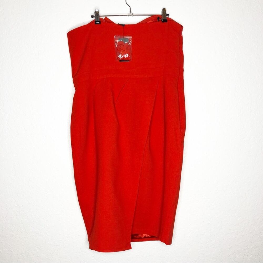 City Chic Tiger Lily Enchant orange red strapless draped dress size Small 16 NWT - Picture 15 of 16